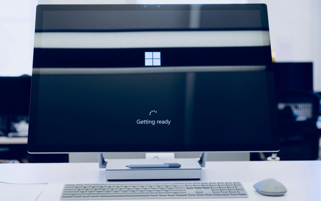 Windows 10 Get ready flat screen computer monitor turned on