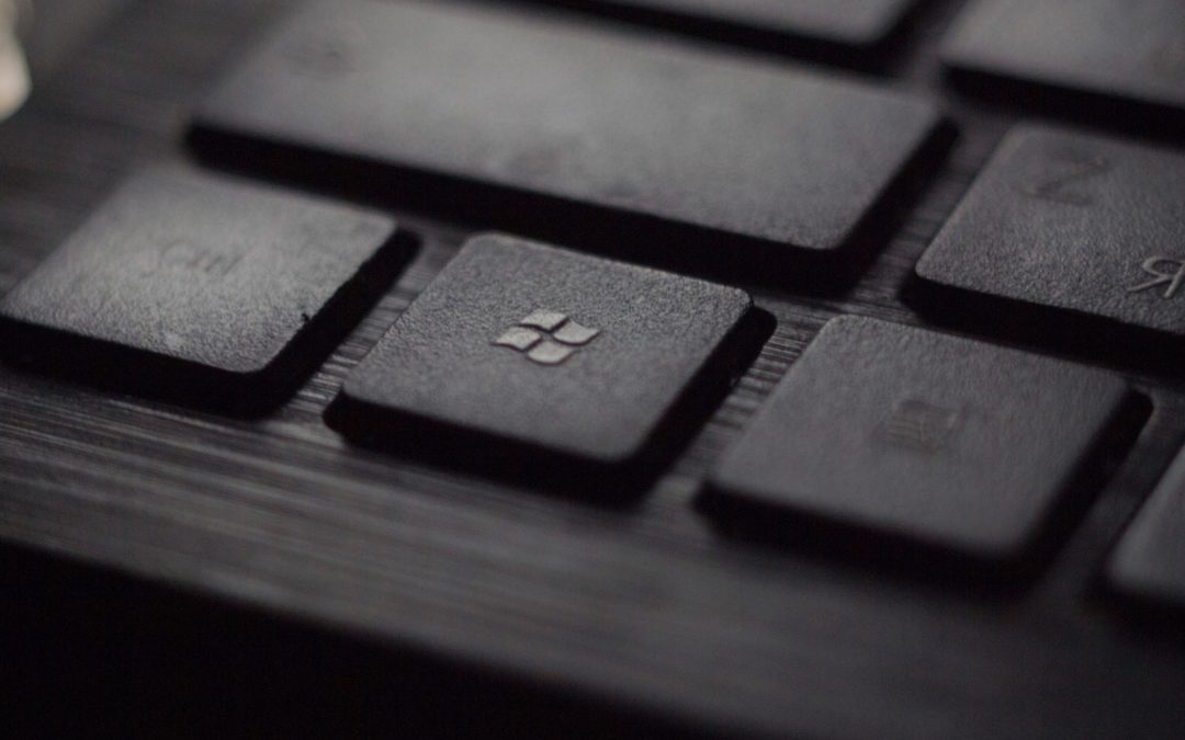 Windows 10 black laptop computer keyboard in closeup photo